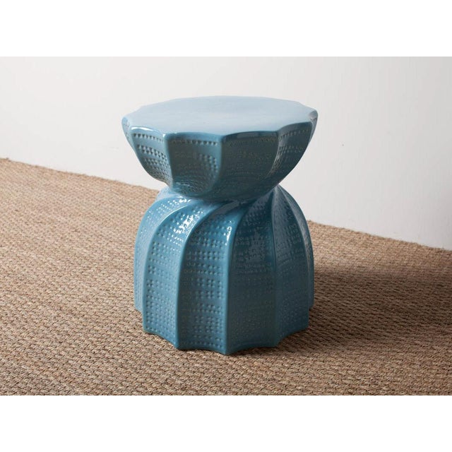 Twisted Blue Ceramic Stool Chairish