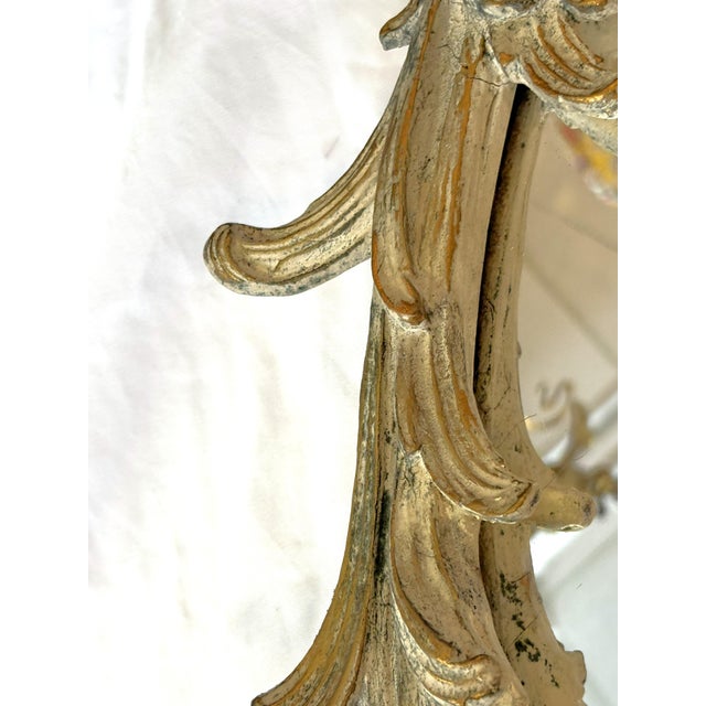 1900's Hollywood Regency Style Wood With Plaster Wall Mirror With Curved Foliate Design For Sale - Image 10 of 18