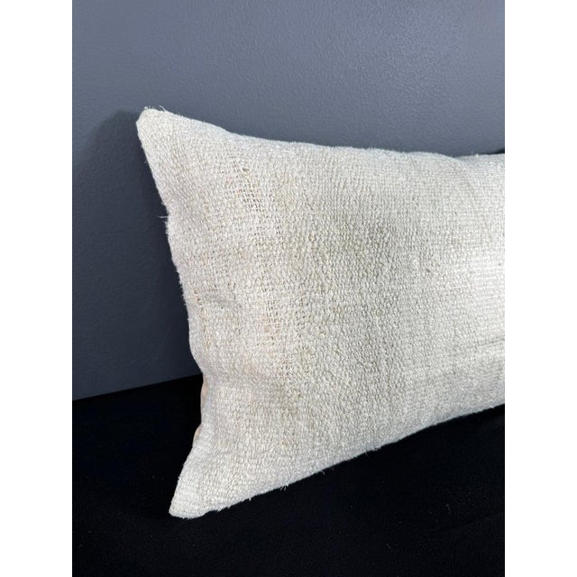 Turkish Hemp Pillow Cushion Natural Beige Pillow Cushion Cover 16" x 24" For Sale - Image 4 of 4