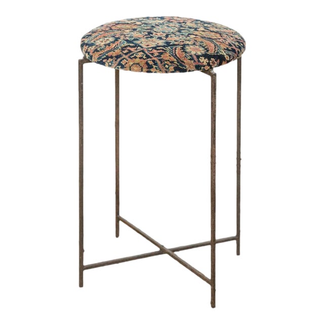 Reclaimed Antique Rug Fragment Side Table Stand 7 of 7 For Sale