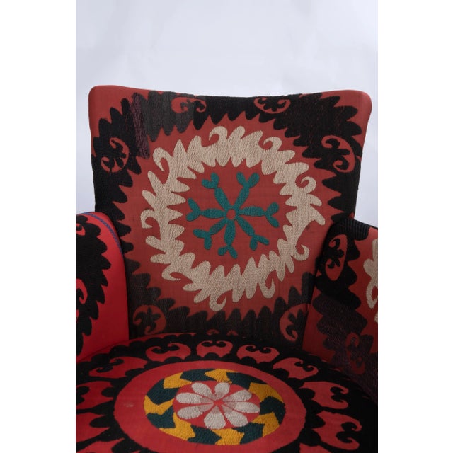 Wood Suzani Armchair - Ethnic Bergere For Sale - Image 7 of 13