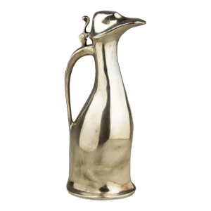 Early 20th Century Jugendstil German Polished Pewter Penguin-Shaped Decanter Designed by Hugo Leven for Kayserzinn Factory