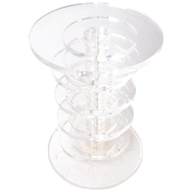 Vintage Stacked Lucite Discs Coffee Side or Side Table Base Only. For Sale