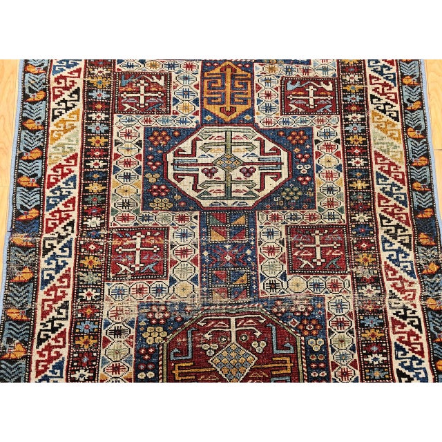 Antique Caucasian Shirvan Area Rug, Handwoven Wool, Geometric Medallion, 3' x 5' For Sale - Image 11 of 17