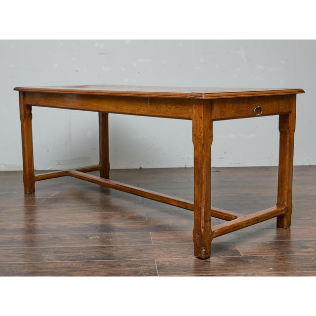 18th Century French Fruitwood Farm Table With H-Form Stretcher and Warm Patina For Sale - Image 10 of 12