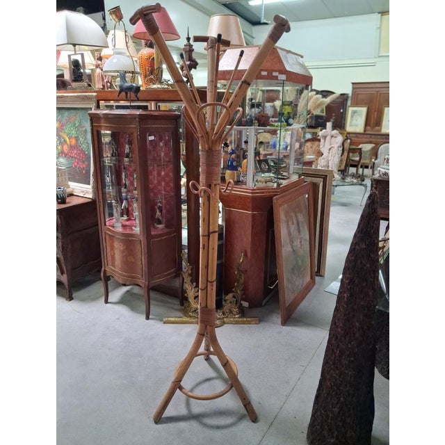 1960s Parrot Coat Rack in Bamboo and Rattan, 1960s For Sale - Image 5 of 7