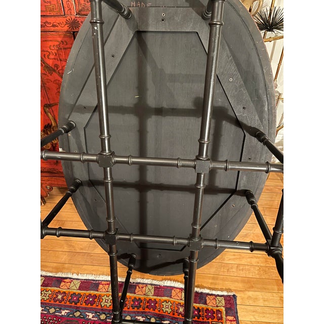 Vintage Italian Chinoiserie Tray Style coffee table with hand-decorated Asian scene to top. Marked, made in Italy on bottom.