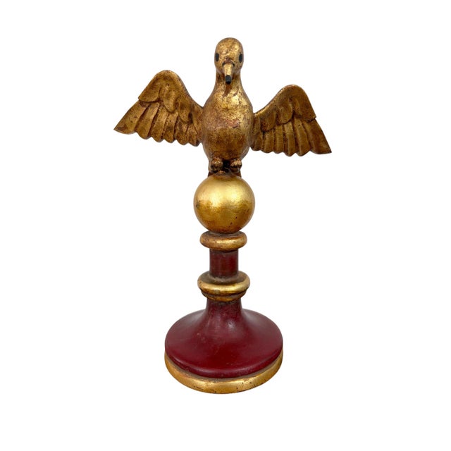 Wood European Carved Wood Bird Sculpture on Finial 9.5" H For Sale - Image 7 of 9