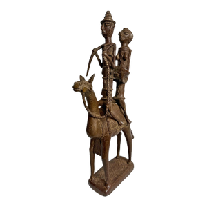 Old African Vintage Bronze Dogon Camel Rider Sculpture Mali