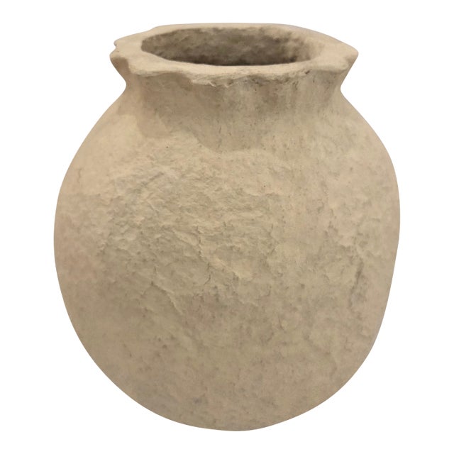 Large Textured Plaster Vase For Sale