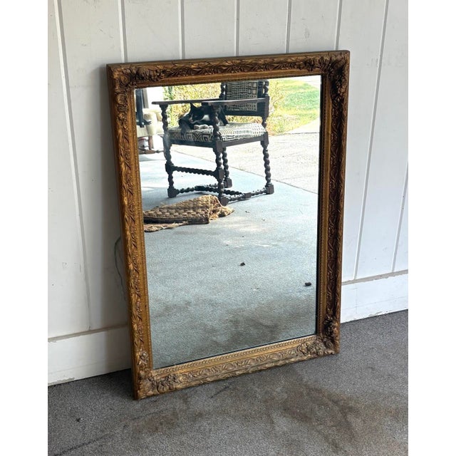 Art Deco Giltwood Frame Rectangular Wall Mirror For Sale - Image 3 of 3