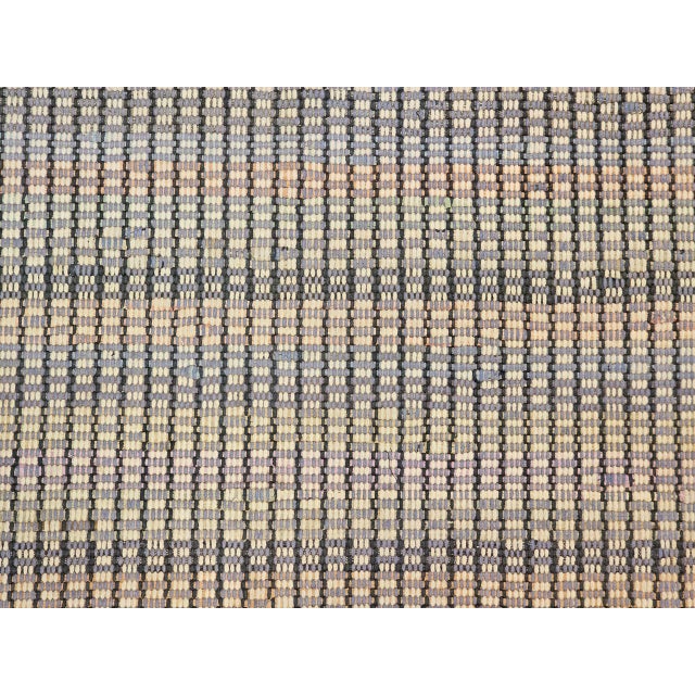 Gray Antique American Amish Rag Runner, Handwoven Wool & Cotton, Stripe Pattern, Gray & Blue, 3x14 For Sale - Image 8 of 12