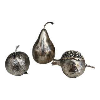 Vintage Silver Plate Miniature Fruits- Set of 3 For Sale