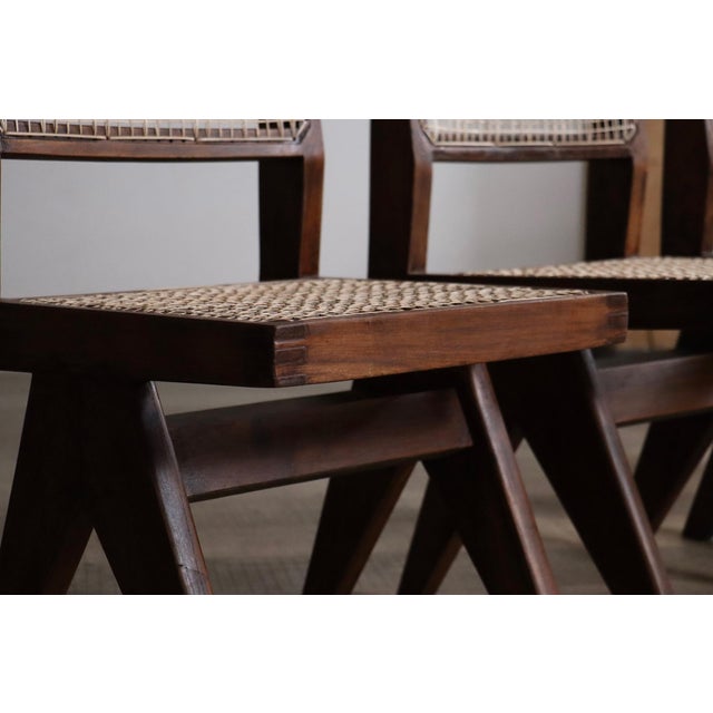 Brown Office Cane Chairs from Pierre Jeanneret, India, 1950s, Set of 8 For Sale - Image 8 of 18