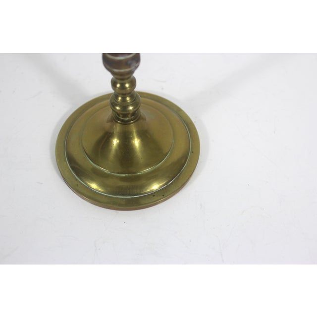 Metal Vintage Tall Brass Three Arm Candelabra For Sale - Image 7 of 8