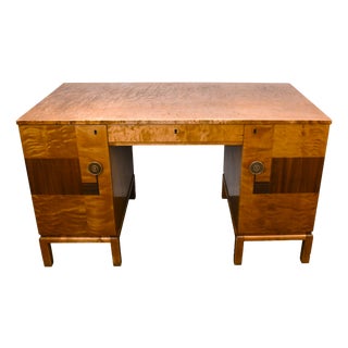 Swedish Grace Flamed Birch and Macassar Desk from Svenska Möbelfabrikerna SMF, Early 1920s For Sale