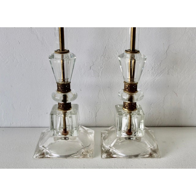 Mid-Century French Style Etched Floral Glass Boudoir Lamps Vintage -a Pair For Sale - Image 9 of 14