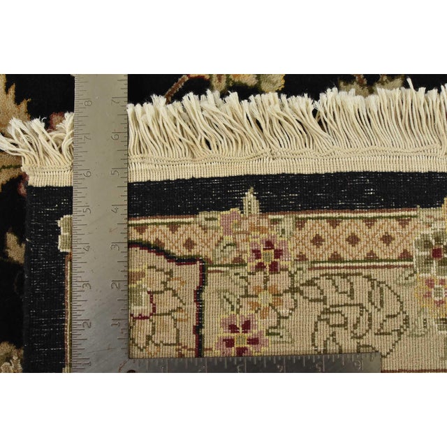 Tabriz Rug 7’9” X 9’10” Black Wool/Silk Traditional Hand-Knotted Oriental Carpet For Sale - Image 15 of 15