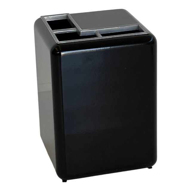 Space Age Umbrella Stand in Black Lacquered Wood, 1970s. For Sale