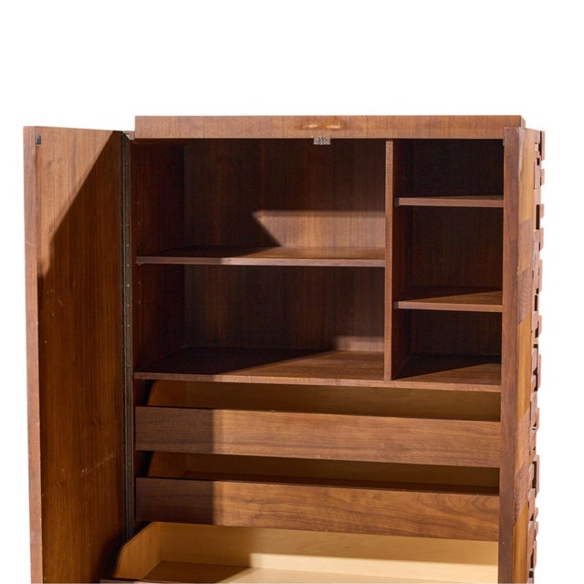 Wood Lane Brutalist Mid Century Walnut Armoire Dresser For Sale - Image 7 of 9