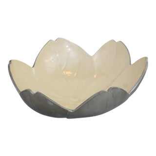 Contemporary Julia Knight Collection Handcrafted Enamel & Aluminum Round Flower Serving Bowl For Sale