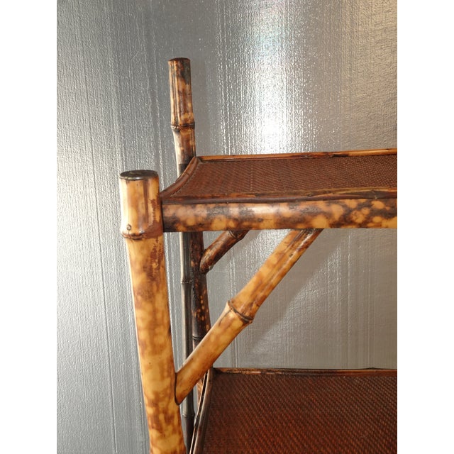 Vintage French Country Coastal Bamboo Rattan Book Shelf For Sale - Image 9 of 17