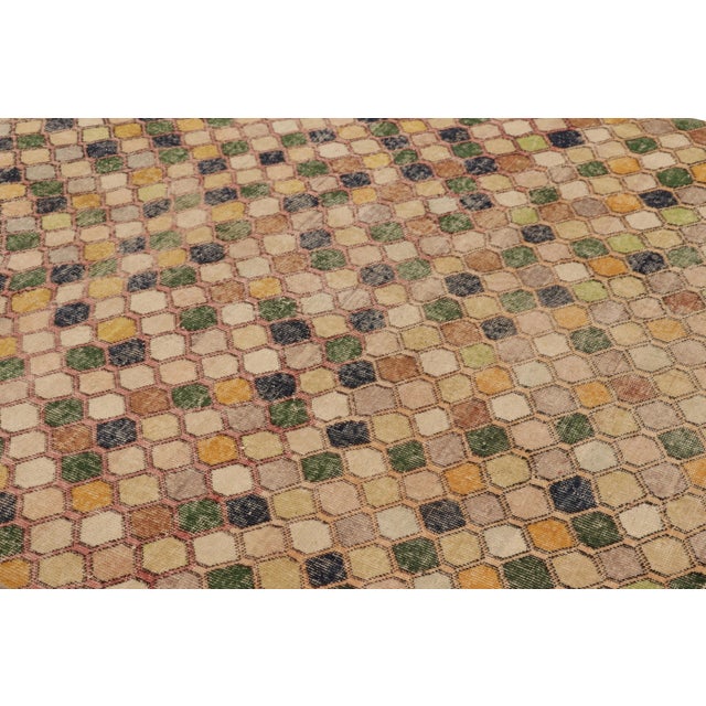 Rug & Kilim Vintage Turkish Rug, Mosaic-Inspired Multicolor Geometric Design - Rug & Kilim For Sale - Image 4 of 8