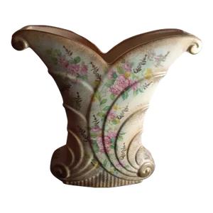 1960s Abingdon Pottery Hand-Painted Fan Vase