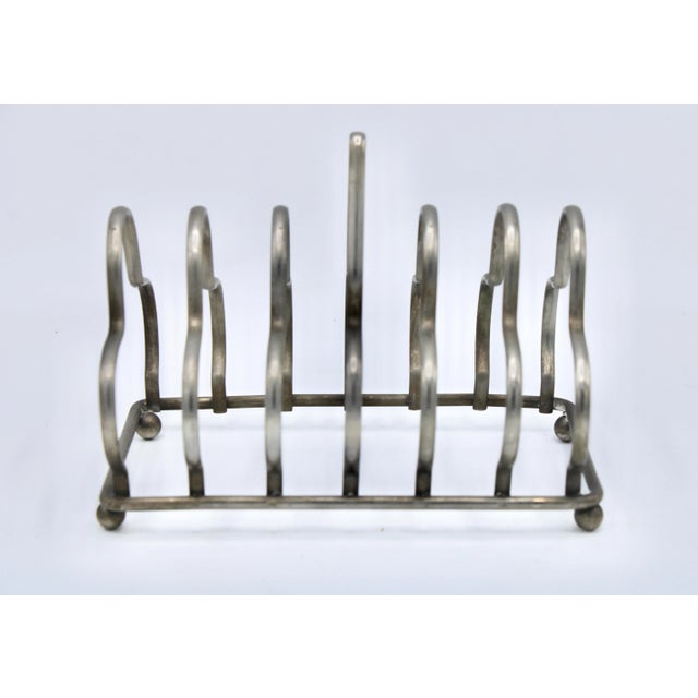 1940s Art Deco Silver-Plate English Toast Rack / Letter Rack For Sale - Image 5 of 7