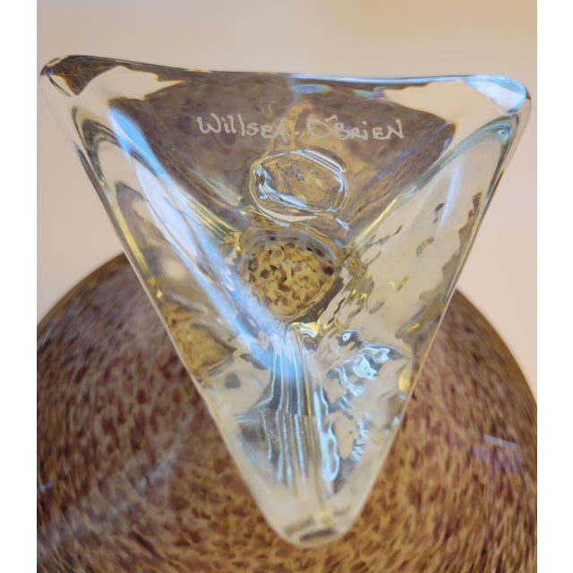 Late 20th Century Signed Willsea O'Brien Hand-Blown Studio Glass Pedestal Bowl For Sale - Image 5 of 5