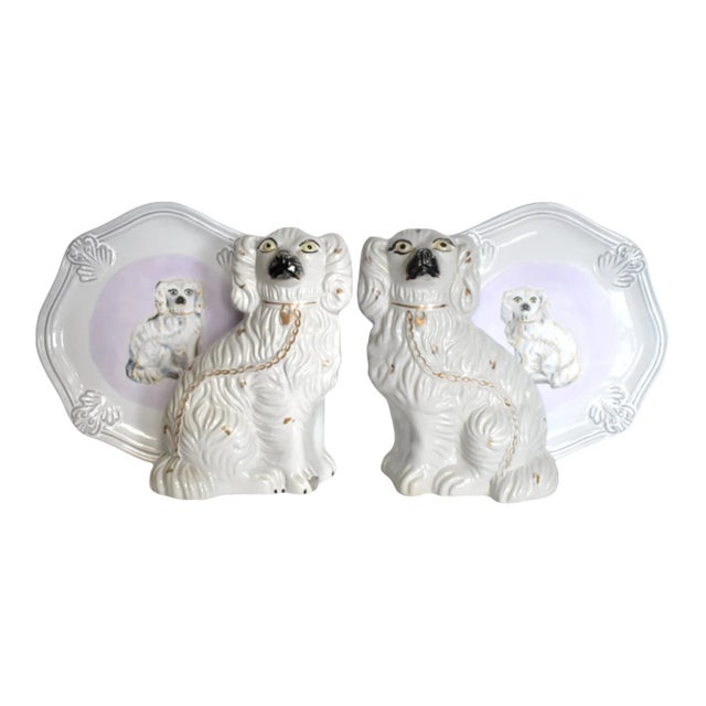 Floris & Fergus the White Staffordshire Dogs and Their Portraits by Susannah Carson For Sale