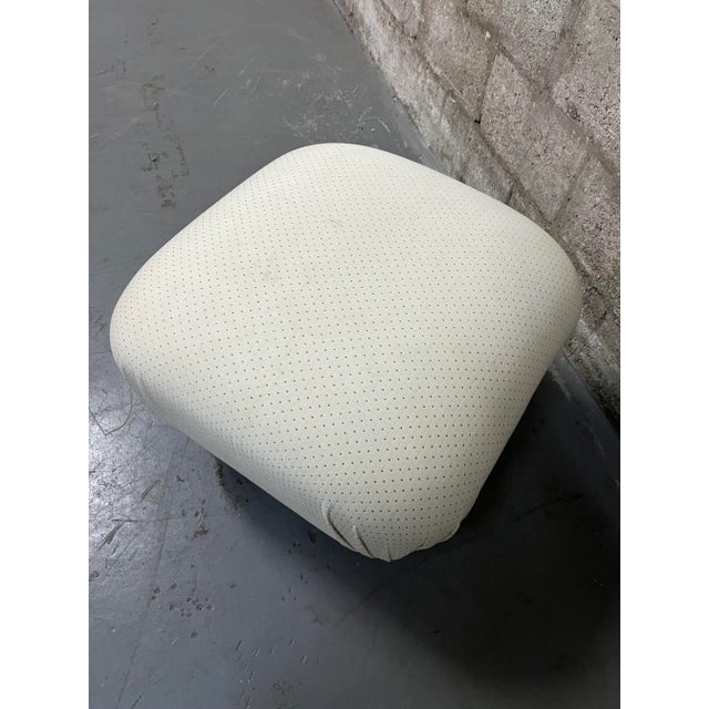 Hollywood Regency 1980s Art Deco Revival Souffle Ottoman With Casters in the Karl Springer Style For Sale - Image 3 of 12
