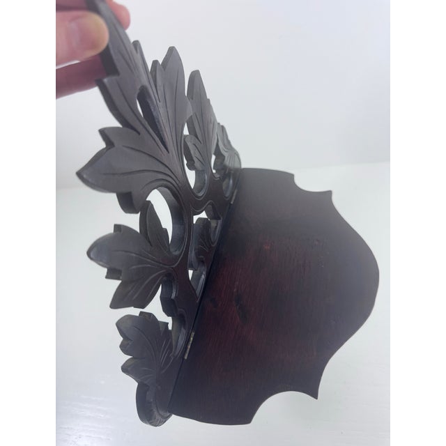 Early 20th Century Ornate Carved Wood Folding Wall Shelf, Victorian Revival Style For Sale In Portland, OR - Image 6 of 7