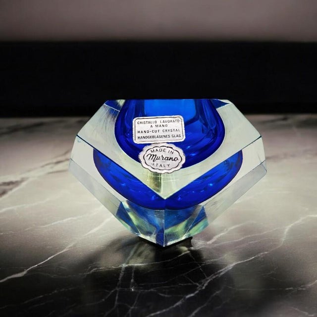 Large Vintage Ashtray in Hand-Cut Murano Glass by Flavio Poli for Seguso, 1960s For Sale - Image 10 of 10