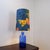 Blue Glass Table Lamp with Original Floral Shade, 1960s For Sale - Image 9 of 12