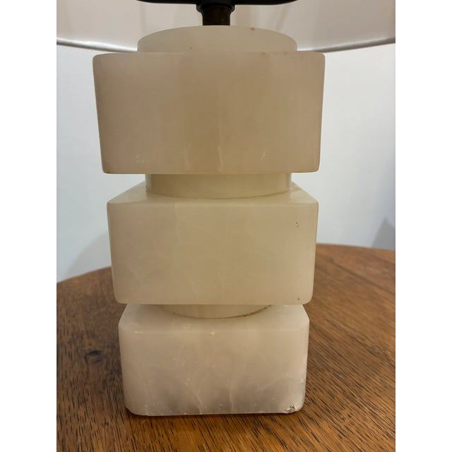 Small Vintage White Marble Lamp For Sale In New York - Image 6 of 12
