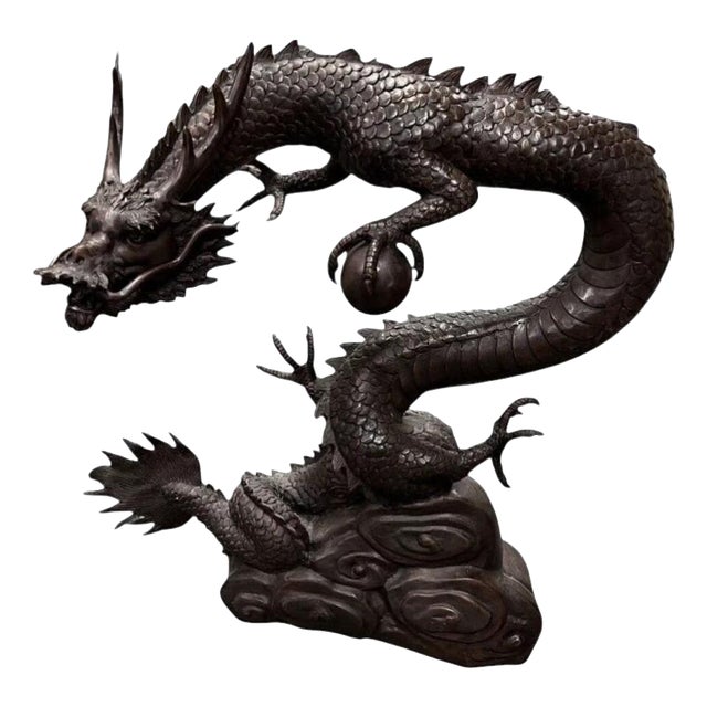 Large Bronze Chinese Dragon Water Feature Sculpture For Sale