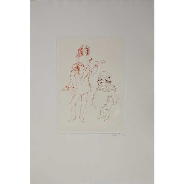 Leonor FINI I stick out my tongue Original etching on vellum, signed in pencil 56 x 38 cm Realised for the portfolio "les...