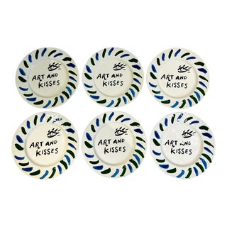 Hotel Magique Set of 6 Art and Kisses Dessert Lunch Plates for Anthropologie For Sale