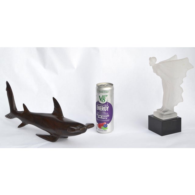 1970s Ironwood Hand-Carved Shark Animal Sculpture Coastal Nautical Figurine Brazil For Sale - Image 9 of 14