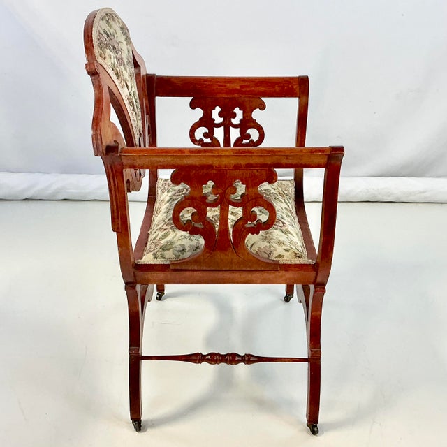 Antique Italian Neoclassical Art Deco Curule Accent Side Chair. For Sale - Image 14 of 15