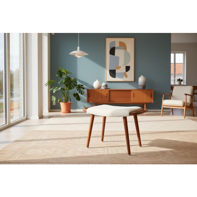1970s Vintage Danish Teak Stool with Shaped Handles, 1960s For Sale - Image 5 of 11