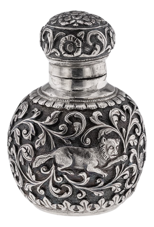 Antique 19th Century Indian Kutch Silver Scent Bottle by Oomersi Mawji, 1890s
