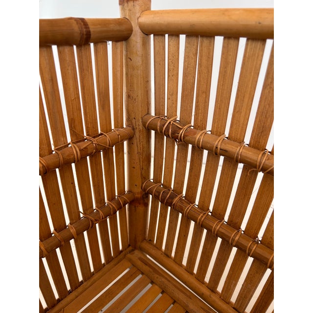 Mid-Century Modern Vintage Split Reed Rattan & Bamboo Planter or Basket For Sale - Image 3 of 10