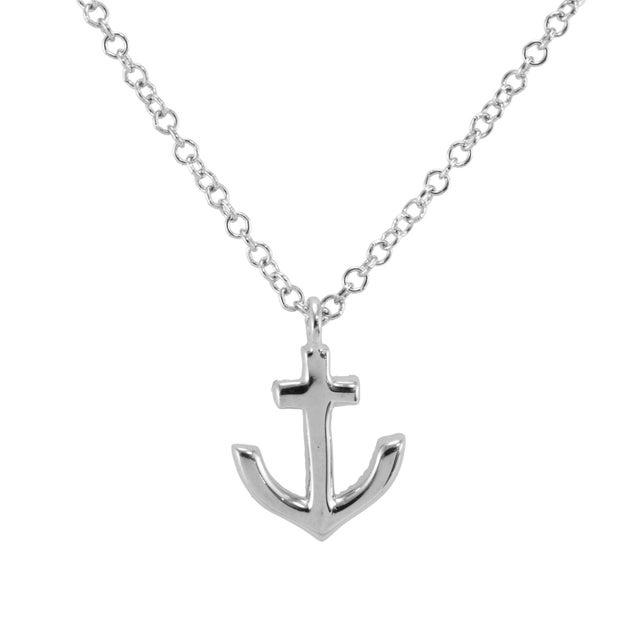 Modern Gabriel & Co. Lusso 14k White Gold 0.09ctw Diamond Anchor Pendant Necklace For Sale - Image 3 of 7