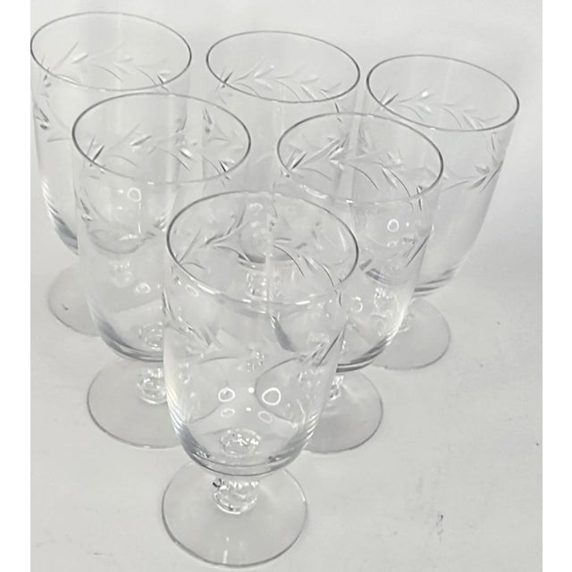 Vintage Handcut Laurel & Holly Juice Glasses- Set of Six For Sale - Image 10 of 11
