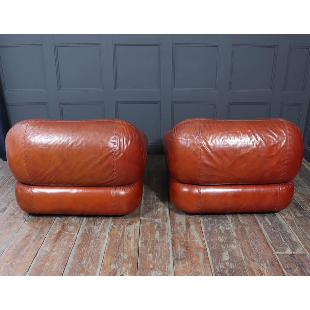 Lounge Chairs in Leather by Sapporo for Mobil Girgi, Italy, 1970s, Set of 2 For Sale - Image 12 of 18