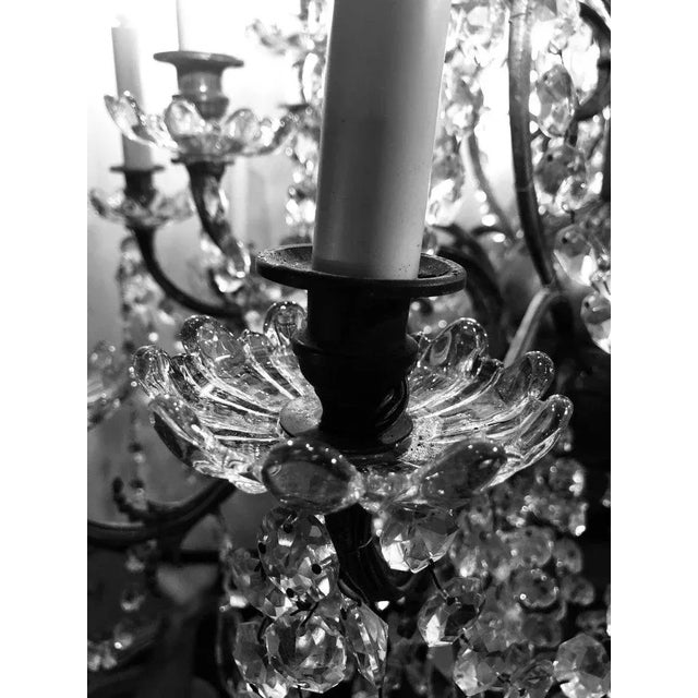 Palatial 19/20th Cent Thirty Light French Crystal & Brass Column Form Chandelier For Sale - Image 9 of 13