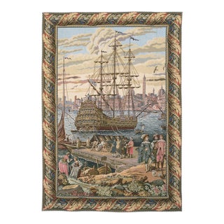Merchants' Ship Loom Woven Tapestry - 175 X 140 Cm (5'9" X 4'7") - Requires Rod Size 4 For Sale