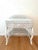 Vintage White Rectangular Wicker & Bamboo Desk, Console or Vanity With Glass Top, Drawer For Sale - Image 10 of 10